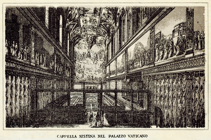 Róma: Sixtus-kápolna a Vatikáni Palotában (litho) alkotó: Italian School