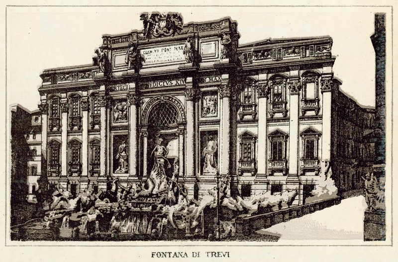 Róma: Trevi-kút (litho) alkotó: Italian School