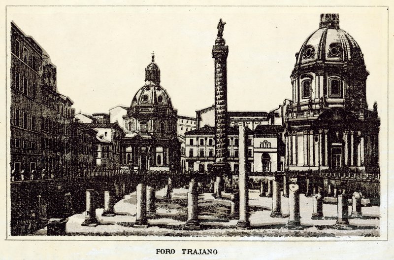 Róma: Traianus-fórum (litho) alkotó: Italian School