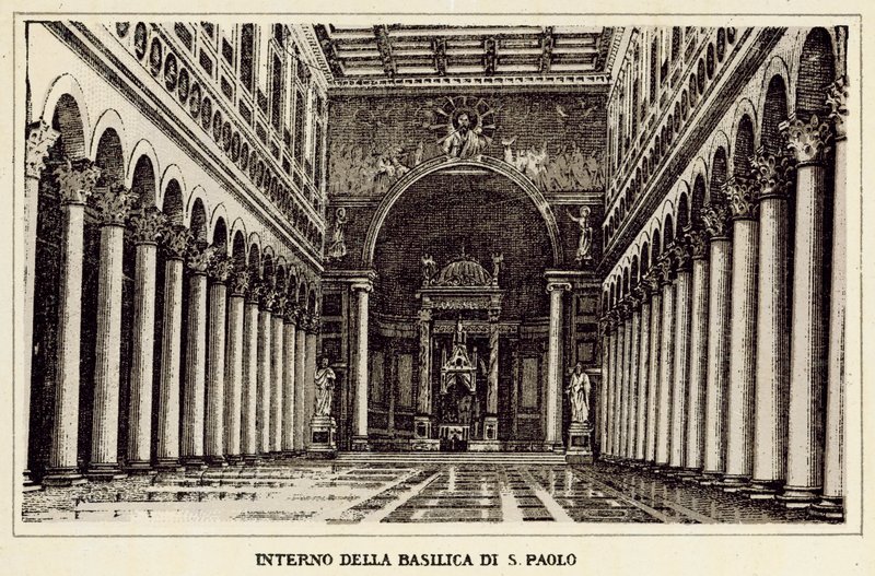 Róma: a Basilica Di S Paolo belseje (litho) alkotó: Italian School
