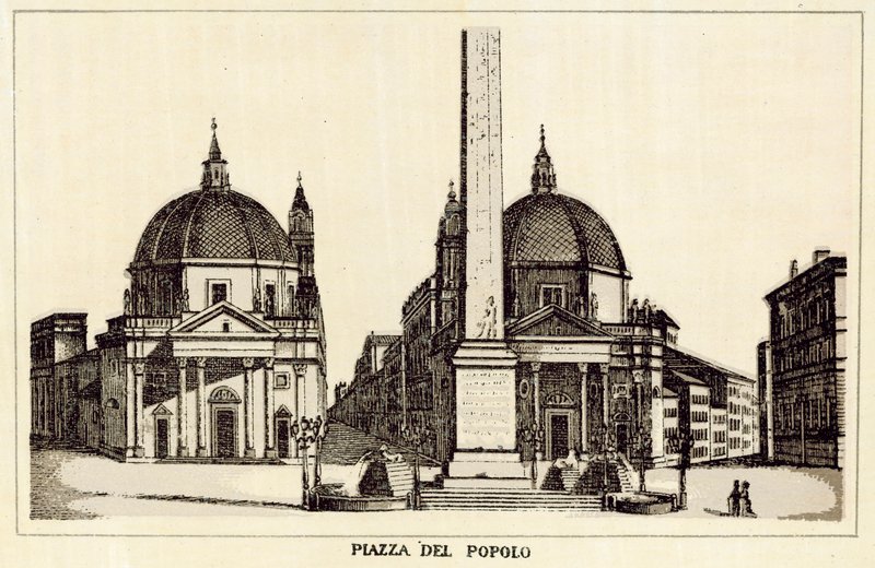 Róma: Piazza Del Popolo (litho) alkotó: Italian School