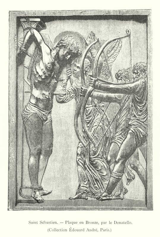 Saint Sebastien, bronz plakett, Donatello, Edouard Andre gyűjtemény, Párizs (metszet) alkotó: Italian School