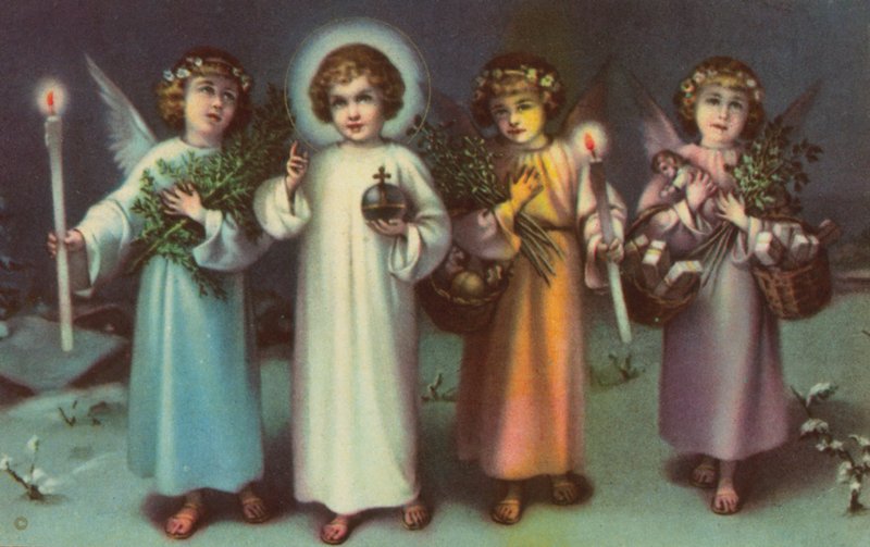 Szent és angyalok (színes litográfia) alkotó: Italian School