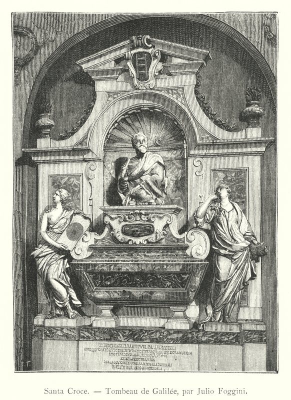 Santa Croce, Galilea sírja, Julio Foggini (metszet) alkotó: Italian School