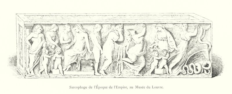 Szarkofág a Birodalom idejéből, a Louvre Múzeumban (metszet) alkotó: Italian School