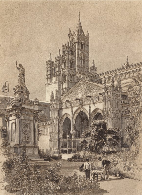 Szicília / Szicília: Palermói katedrális (litho) alkotó: Italian School