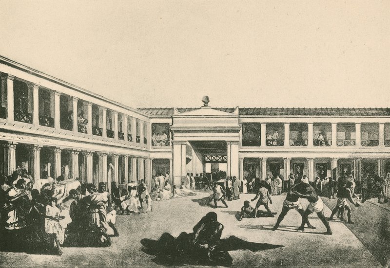 A Stabian fürdő – A birkózó hely, ahogy volt (mélynyomás) alkotó: Italian School