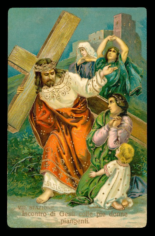 A keresztút stációi (14 darabos sorozatból) (színes litográfia) alkotó: Italian School