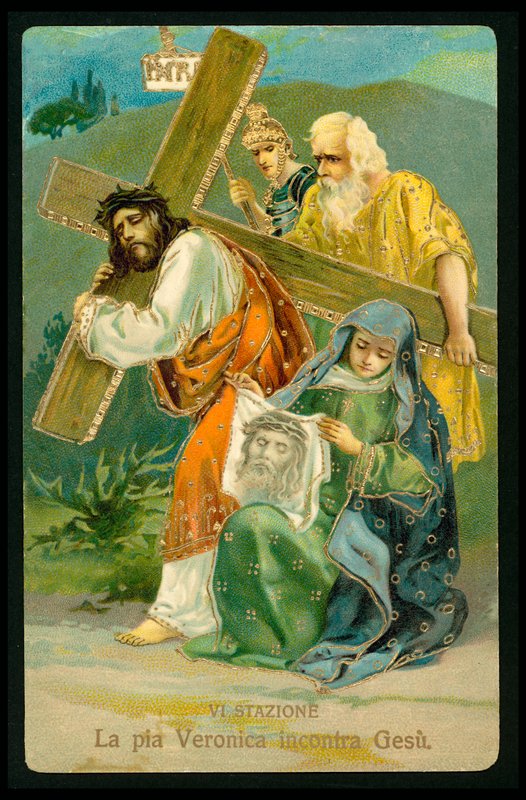 A keresztút stációi (14 darabos sorozatból) (színes litográfia) alkotó: Italian School
