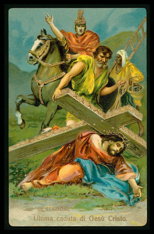 A keresztút stációi (14 darabos sorozatból) (színes litográfia) alkotó: Italian School