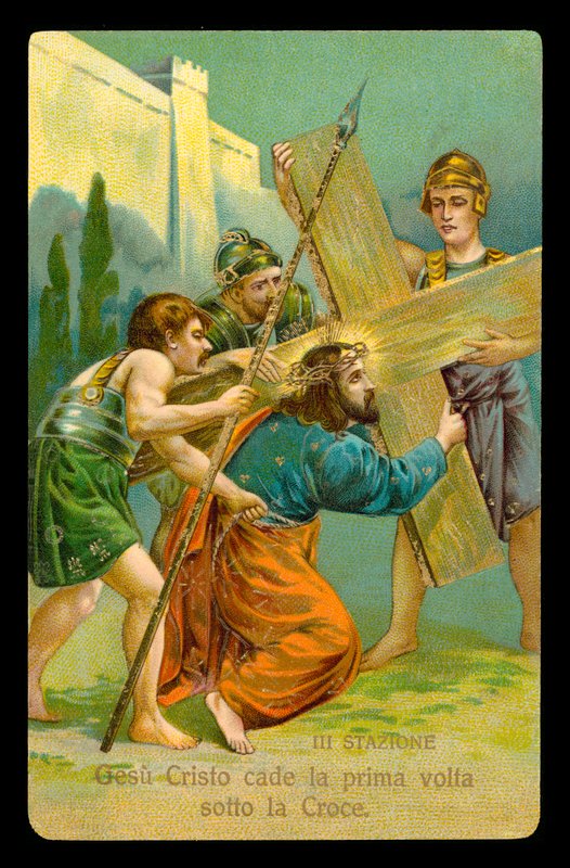 A keresztút stációi (14 darabos sorozatból) (színes litográfia) alkotó: Italian School