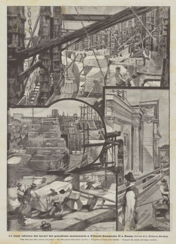 A II. Vittorio Emanuele grandiózus római emlékművének munkálatainak jelenlegi állása (litho) alkotó: Italian School