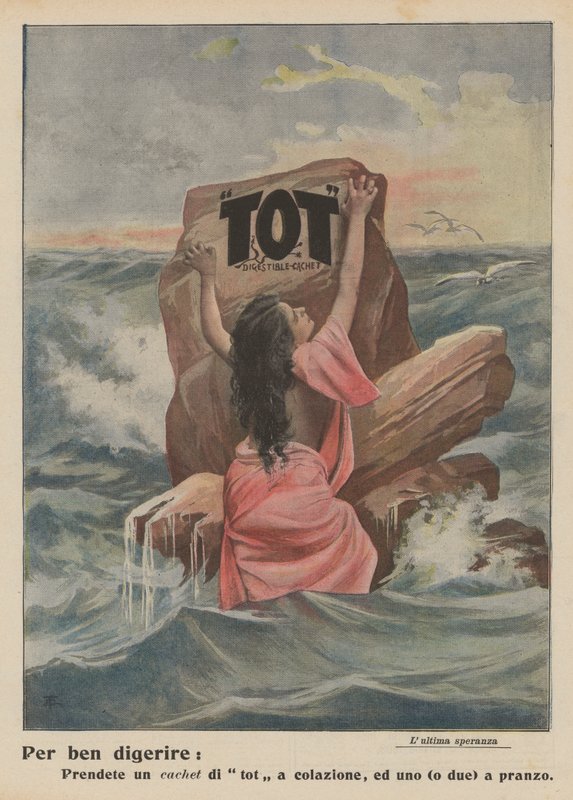 Tot emészthető matrica (színes litográfia) alkotó: Italian School