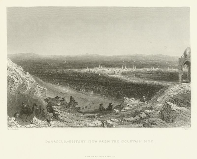 Damaszkusz – Távoli kilátás a hegyoldalról, 1837 alkotó: J. Appleton