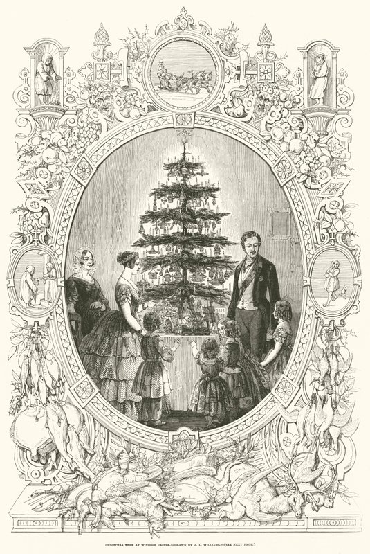 Karácsonyfa a windsori kastélyban (metszet) alkotó: J.L. (after) Williams