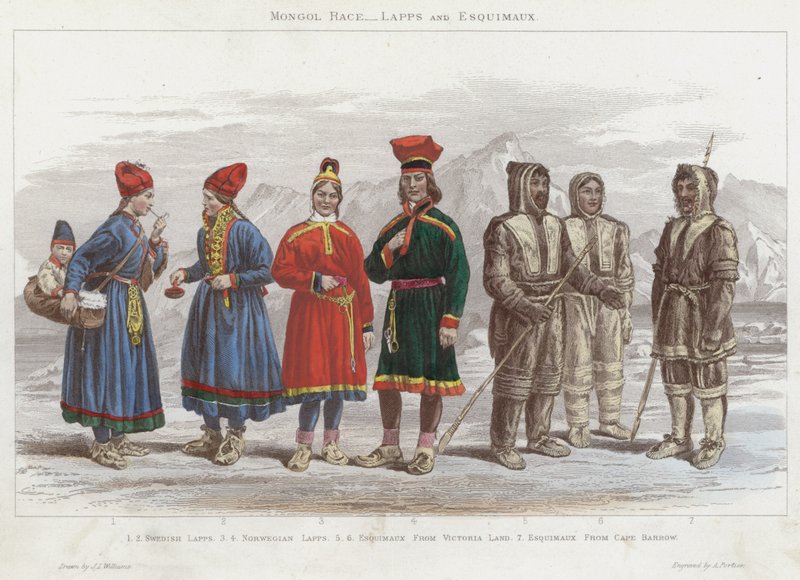 Mongol Race, Lapps és Esquimaux (színes metszet) alkotó: J.L. (after) Williams