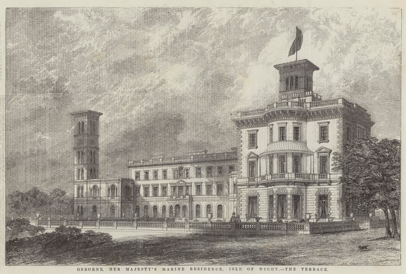 Osborne, Őfelsége tengerészek rezidenciája, Wight-sziget, a terasz alkotó: J.L. Williams