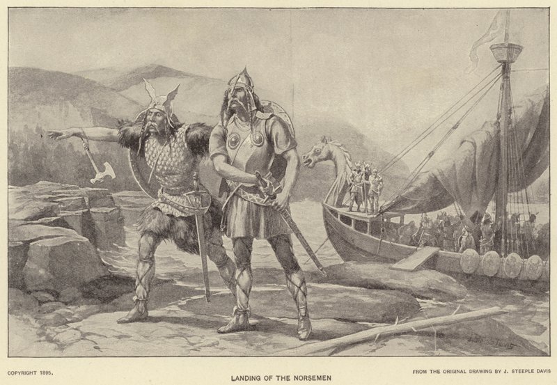 A norvégek partraszállása (litho) alkotó: J. (after) Steeple Davis