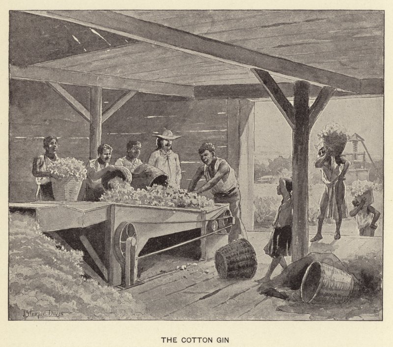 The Cotton Gin (litho) alkotó: J. (after) Steeple Davis