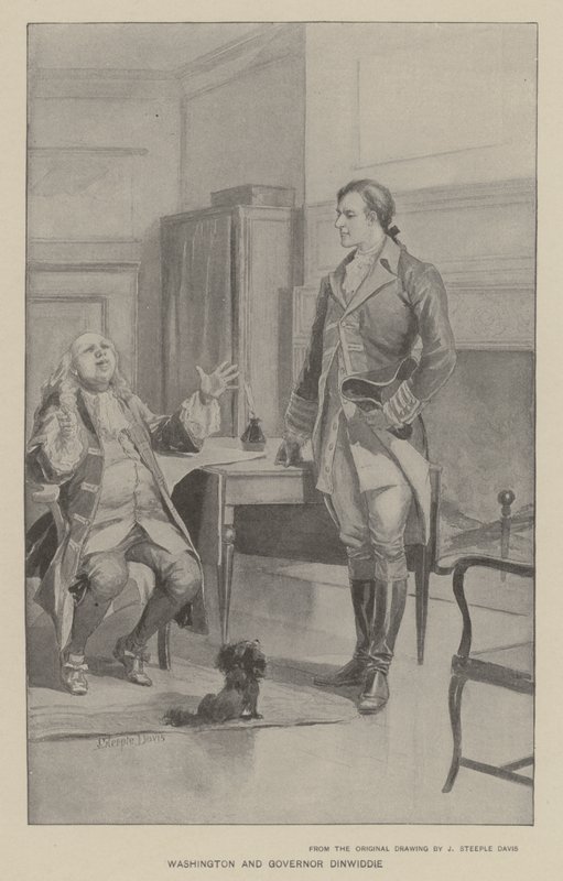 Washington és Dinwiddie kormányzó (litho) alkotó: J. (after) Steeple Davis