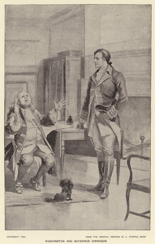 Washington és Dinwiddie kormányzó (litho) alkotó: J. (after) Steeple Davis