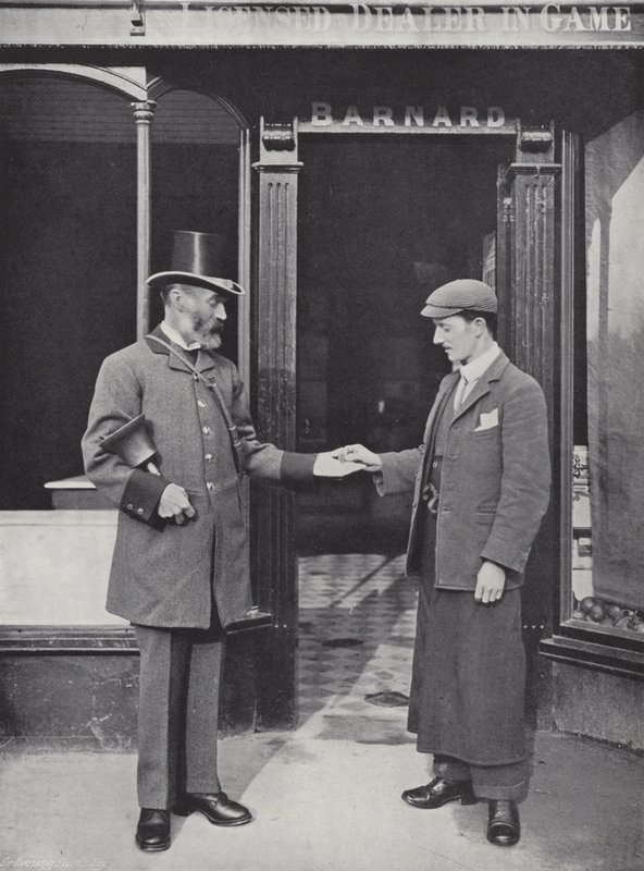 Hocktide Hungerfordban, Crier filléreket gyűjt alkotó: J. Benjamin Stone