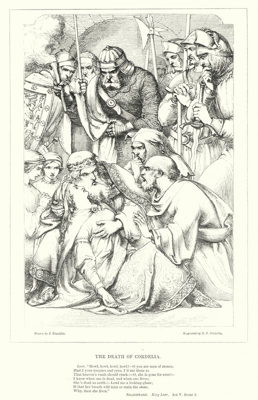 Cordelia halála (metszet) alkotó: J. Franklin