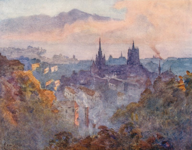Lausanne a Signal felől (színes litográfia) alkotó: J. Hardwicke Lewis