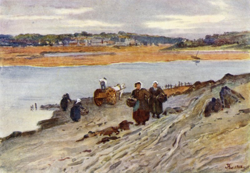 Hínárgyűjtés a Rance torkolatánál (színes litho) alkotó: J. Hardwicke Lewis