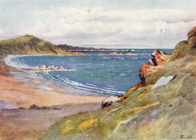 St Lunaire, Frehel sapkával a távolban (színes litó) alkotó: J. Hardwicke Lewis