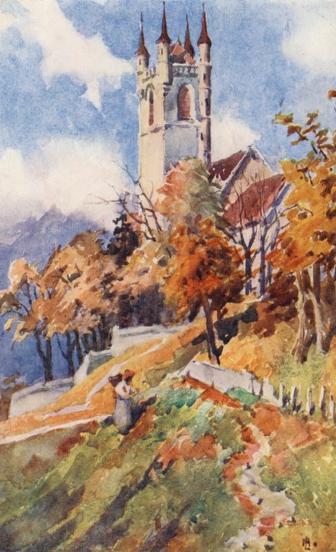 Szent Márton templom, Vevey (színes litográfia) alkotó: J. Hardwicke Lewis