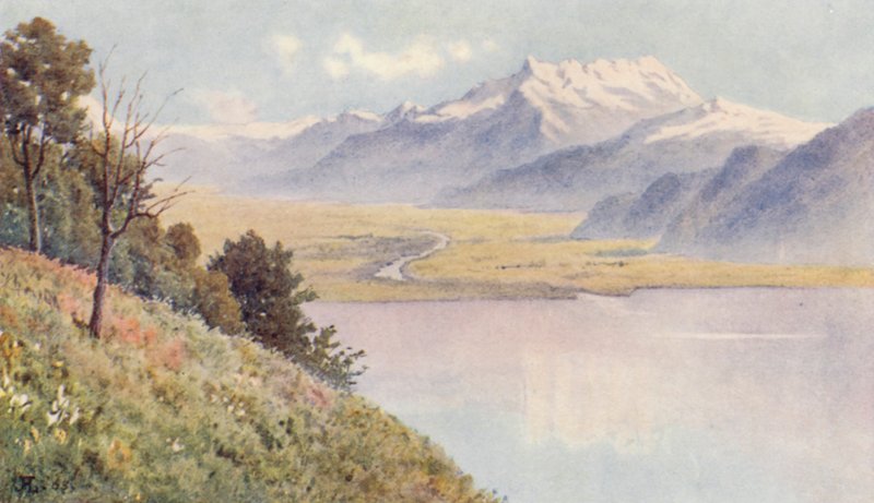 A Rhone-völgy a Mont Pelerinről (színes litográfia) alkotó: J. Hardwicke Lewis