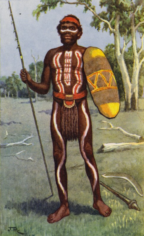 Ausztrál bennszülött (színes litho) alkotó: J. Macfarlane