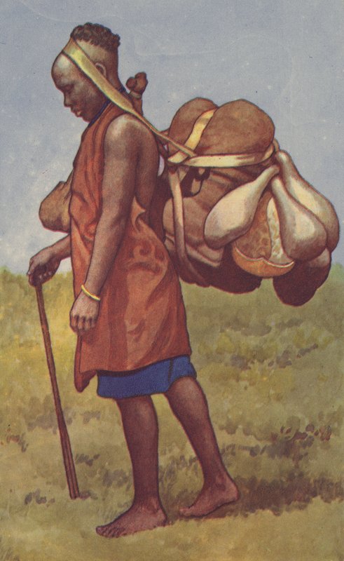 Kenyai gyarmat nő teherrel (színes litho) alkotó: J. Macfarlane