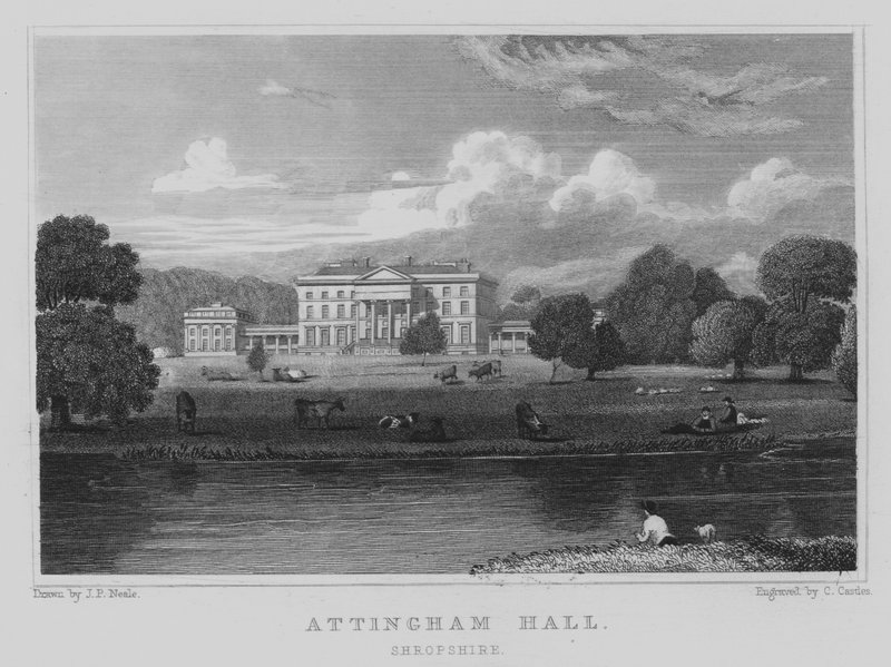 Attingham Hall, Shropshire (metszet) alkotó: John Preston Neale