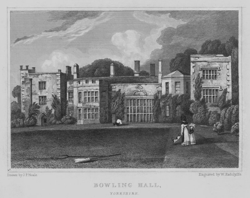 Bowling Hall, Yorkshire (metszet) alkotó: John Preston Neale