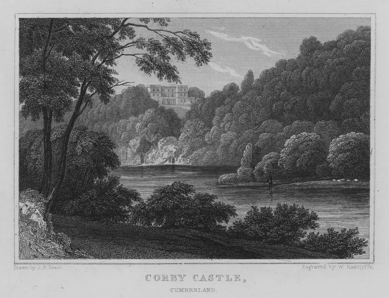 Corby kastély, Cumberland (metszet) alkotó: John Preston Neale