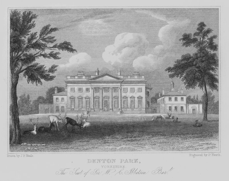 Denton Park, Yorkshire, Sir W C Ibbetson székhelye, Baronet (metszet) alkotó: John Preston Neale