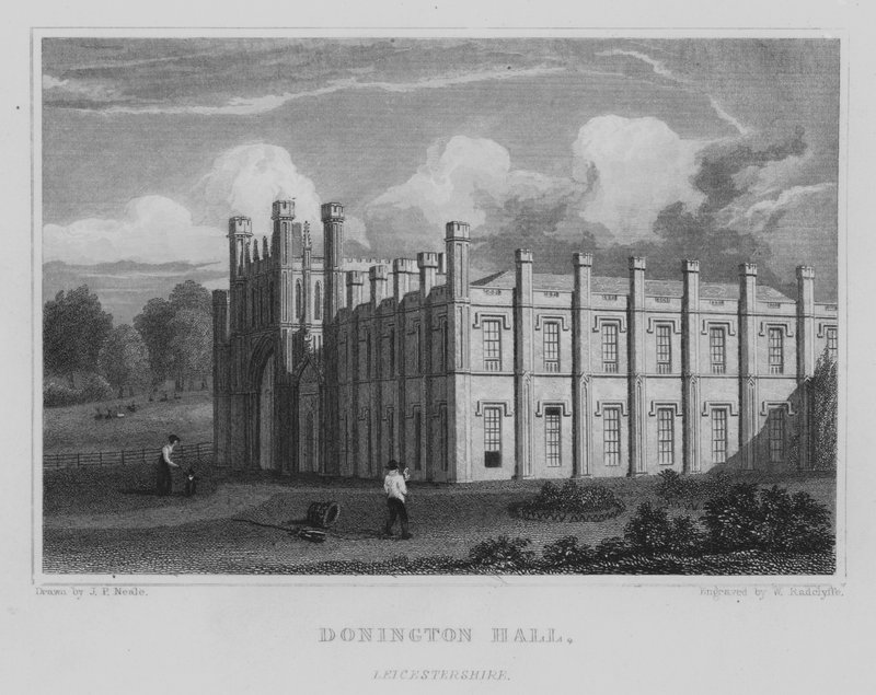 Donington Hall, Leicestershire (metszet) alkotó: John Preston Neale