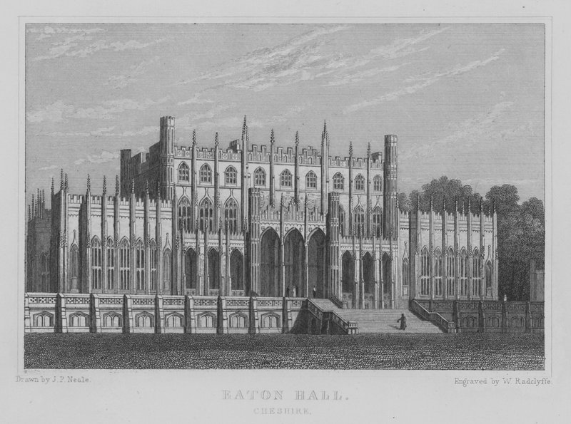 Eaton Hall, Cheshire (metszet) alkotó: John Preston Neale