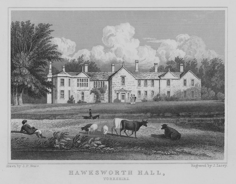 Hawksworth Hall, Yorkshire (metszet) alkotó: John Preston Neale