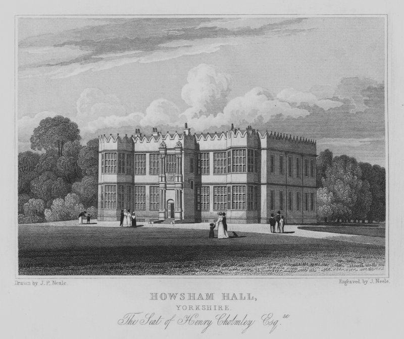 Howsham Hall, Yorkshire, Henry Cholmley székhelye, Esquire (metszet) alkotó: John Preston Neale