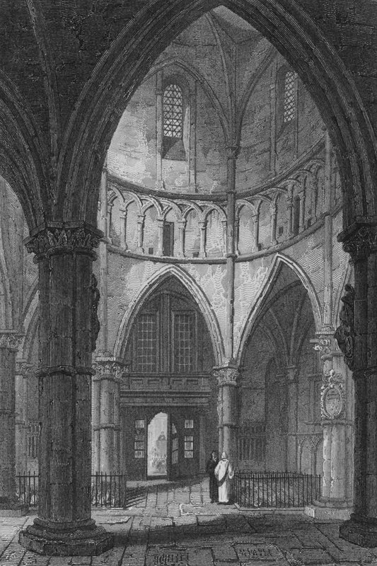 A Templomtemplom belseje (metszet) alkotó: John Preston Neale