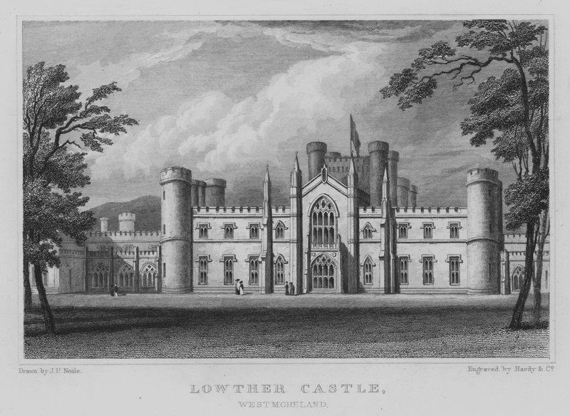 Lowther kastély, Westmoreland (metszet) alkotó: John Preston Neale