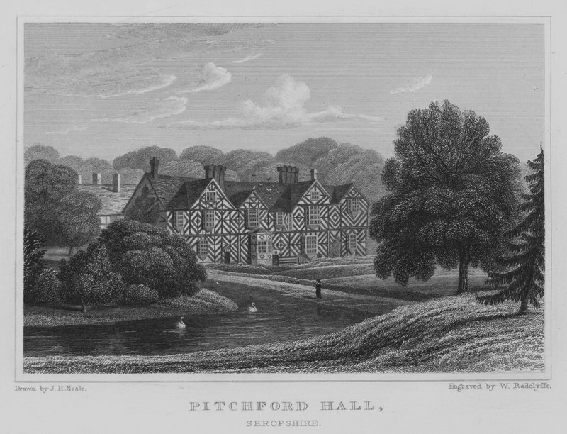 Pitchford Hall, Shropshire (metszet) alkotó: John Preston Neale