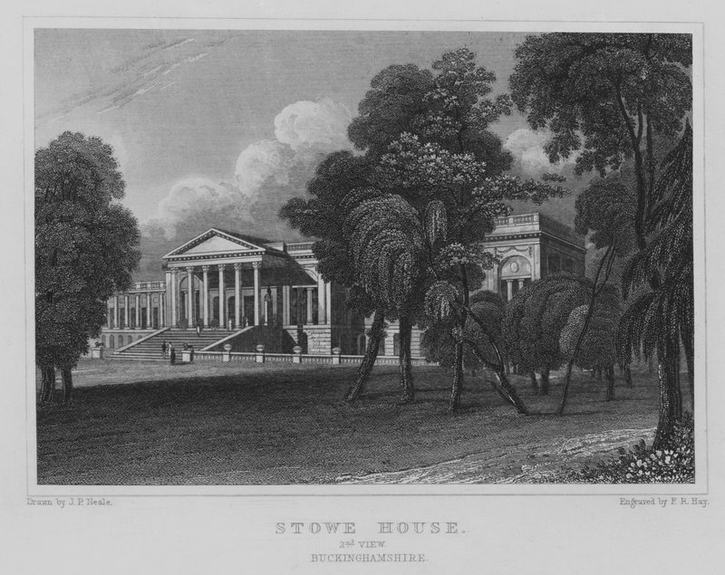 Stowe House, 2. kilátás, Buckinghamshire (metszet) alkotó: John Preston Neale
