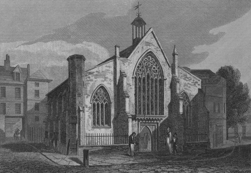 A holland egyház, Austin Friars, London (metszet) alkotó: John Preston Neale
