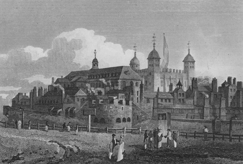 A londoni Tower, a hegyről (metszet) alkotó: John Preston Neale