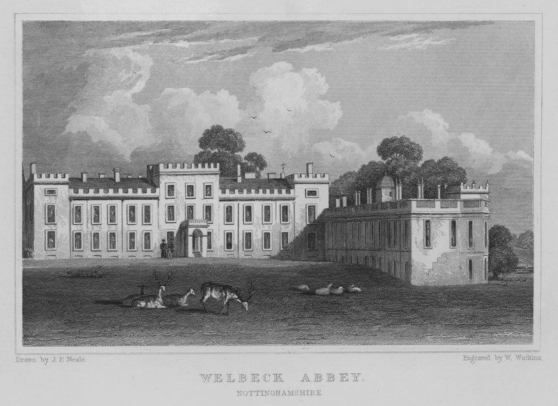 Welbeck Abbey, Nottinghamshire (metszet) alkotó: John Preston Neale