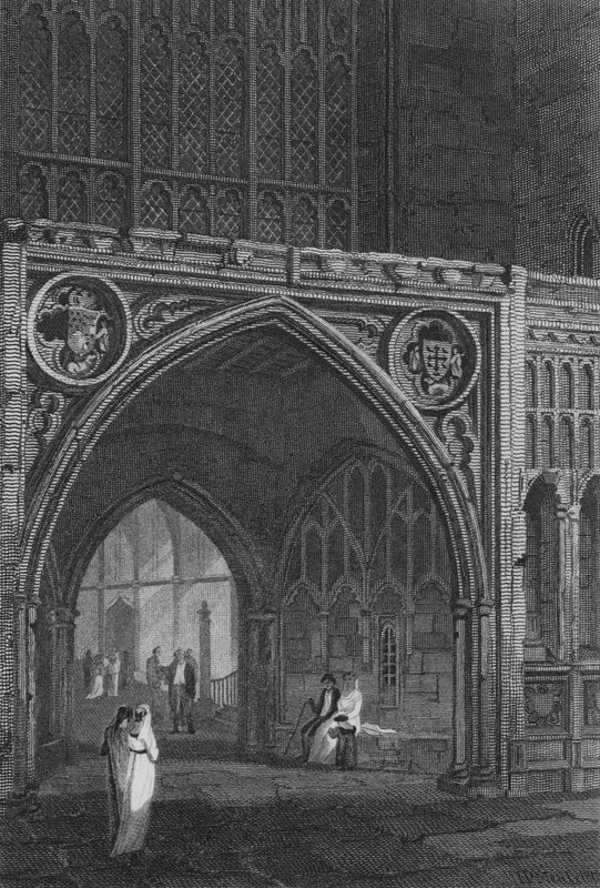 Westminster Hall, Keleti bejárat (metszet) alkotó: John Preston Neale